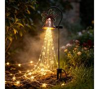 Lampe solaire en cascade de cloche de Noël, décoration de Noël (S) | Cloche vintage avec lumières en cascade, énergie solaire pour une utilisation facile en extérieur, idéal pour les cours