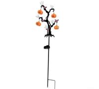 Lampe solaire en forme de chauve-souris LED blanc chaud 72 cm | Matériau en fer durable, résistant à la rouille, thème chauve-souris et citrouille, 72 cm de hauteur