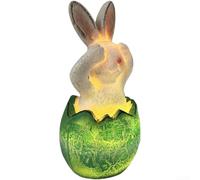 Lampe solaire en forme de lapin de Pâques en résine avec éclairage LED, résistante aux intempéries, veilleuse pour allée, cour, fête, fête (vert)