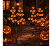 Lampe solaire en forme de souche d'arbre d'Halloween, lampes LED étanches en forme de citrouille, fantôme lumineux mignon, décoration d'extérieur, pour Halloween, Thanksgiving, jardin, cour, pelouse