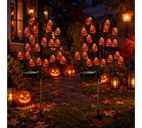 Lampe solaire en forme de souche d'arbre d'Halloween, lampes LED étanches en forme de citrouille, fantôme lumineux mignon, décoration d'extérieur, pour Halloween, Thanksgiving, jardin, cour, pelouse