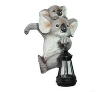 Lampe solaire en résine à suspendre en forme d'animal 17 cm | Capteur automatique du crépuscule à l'aube, lumière douce et chaude, panneau solaire à économie d'énergie