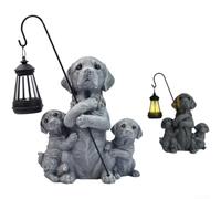 Lampe solaire en résine résistante aux intempéries pour chien (A) | Charge solaire, capteur automatique du crépuscule à l'aube, pour zéro coût d'électricité, finition en résine dorée