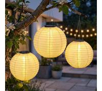 Lampe solaire Lampion Lampe d'extérieur LED Lampe à suspendre de jardin sableLampe d'extérieur suspendue, acier inoxydable plastique, blanc chaud, DxH 30x 55 cm, set de 3 pièces