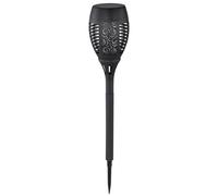 Lampe solaire enfichable à effet de feu, lampe solaire d'extérieur noire, piquet de terre solaire, perforations décoratives, LED blanc chaud, DxH 9,5x49,5 cm