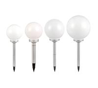 Lampe solaire enfichable extérieure boules solaires ensemble lampe solaire boule de jardin pour l'extérieur, piquet de sol, blanc, ampoules LED, D 15/20/25/30 cm, lot de 4