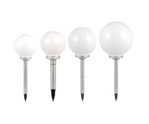 Lampe solaire enfichable extérieure boules solaires ensemble lampe solaire boule de jardin pour l'extérieur, piquet de sol, blanc, ampoules LED, D 15/20/25/30 cm, lot de 4