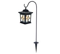 Lampe solaire enfichable, lampe solaire, piquet de terre, lampes solaires, terrasses, lumière vacillante, lampes solaires d'extérieur enfichables au design lanterne, métal noir, 1x LED, LxlxH 14,3x14,