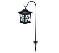 Lampe solaire enfichable, lampe solaire, piquet de terre, lampes solaires, terrasses, lumière vacillante, lampes solaires d'extérieur enfichables au design lanterne, métal noir, 1x LED, LxlxH 14,3x14,