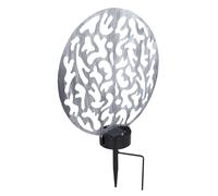 Lampe solaire enfichable lampe solaire ronde lampe d'extérieur décoration de jardin piquet, effet de lumière, métal argenté antique, 2x LED blanc chaud, LxPxH 30x10x41 cm