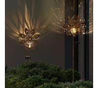 Lampe Solaire Éolienne De Jardin Avec Piquet LED Fleur Couleur Rouille 2x