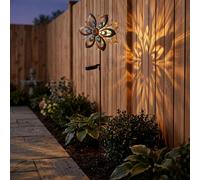 Lampe Solaire Éolienne Lampe D'Extérieur LED Jardin Fleur Pointe Or Bleu H 92 CM