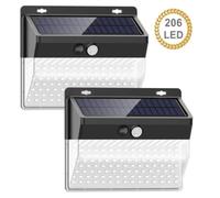 Lampe Solaire Extérieur,2 Pack 206 led 270° Détecteur de Mouvement éclairage Solaire Extérieur étanche Sans Fil Spot Solaire.