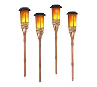 Lampe Solaire Exterieur,4PCS 60cm de Hauteur LED Flamme Saute Lampe Solaire Jardin Featuring Effet de Flamme Réaliste,IP65 Torche Solaire étanche pour l'extérieur,Chemin,Jardin,éclairage de la Pelouse