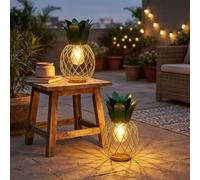 Lampe Solaire Extérieur Ananas Jardin Batterie Sculpture Multicolore LED 2er Set