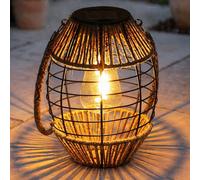 Lanterne solaire solaire pour extérieur sur pied décoration de jardin décoration balcon lampes solaires jardin chanvre, à suspendre ou à poser, LED blanc chaud, DxH 16,5x40,5 cm