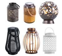 Lampe solaire extérieur décoration de jardin lampe de table solaire lampe solaire suspendue balcon extérieur, batterie rechargeable, IP44, à poser ou à suspendre weiß H 18 cm