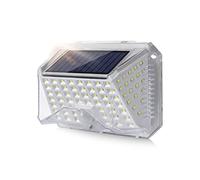 Lampe Solaire Exterieur Detecteur de Mouvement IP65 Etanche Lumiere Projecteur Led Éclairage Mural d'extérieur Spot Solaire 3 Modes Luminaire pour Jardin Garage Carport Terrasse Maison Blanc