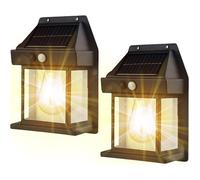 Lampe Solaire Exterieur en Tungstène, 2 Packs Lampadaire Solaire Murale Rétro avec Détecteur de Mouvement, Blanc Chaud