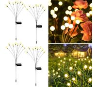 Lampe Solaire Exterieur Jardin, 4 Pièces 8LED Lumiere Solaire Exterieur Conception Améliorée, Hauteur Réglable, Plusieurs Modes Disponibles IP65 Étanche, pour Patios Terrasses Jardin Pelouse Terrasse