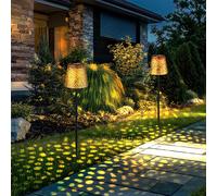 Lampe Solaire Extérieur Jardin Ampoule à Enficher Batterie Effet de Lumière Or
