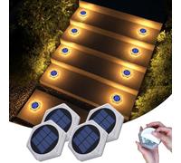 Lampe Solaire Exterieur Jardin Chaud Sans Percage, Spot Outdoor Solar Light | 10cm 20 Led Lumière Adhésive, IP68 Étanche Eclairage pour Sol, Marche, Escalier, Pont, Trottoir, Allee, Chemin (4 Pcs)