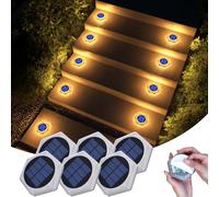 Lampe Solaire Exterieur Jardin Chaud Sans Percage, Spot Outdoor Solar Light | 10cm 20 Led Lumière Adhésive, IP68 Étanche Eclairage pour Sol, Marche, Escalier, Pont, Trottoir, Allee, Chemin (6 Pcs)