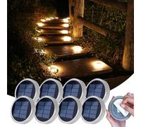 Lampe Solaire Exterieur Jardin Chaud Sans Percage, Spot Outdoor Solar Light | 11cm 24 Led Lumière Adhésive, IP68 Étanche Eclairage pour Sol, Marche, Escalier, Pont, Trottoir, Allee, Chemin (8 Pcs)