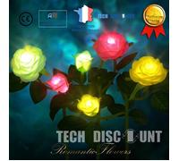 Lampe solaire extérieur jardin led bouquet de 3 fleurs - Roame - pot décoratives artificielles de jardin de lanterne éclairage ter