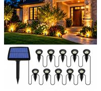 Lampe Solaire Exterieur Jardin, lot de 10 à planter, 3000 K blanc chaud | Lumiere Solaire Exterieur IP44 avec allumage automatique, sans prise, pour allée, pelouse, terrasse, cour et plantes