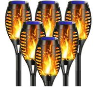 Lampe solaire extérieur - OTBACT - 6 pièces - Flamme réaliste - Blanc chaud - Étanche