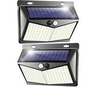 Lampe Solaire Exterieur, Projecteur LED Exterieur Detecteur de Mouvement 208 Led Ip65, Lumiere Spot LED Solaire Exterieur-2 Pack