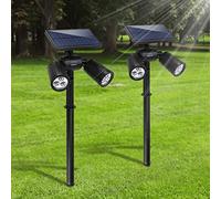 Lampe Solaire Extérieur Puissante 6 LED Spot Solaire Extérieur Etanche IP65, Lumière Solaire 2 Modes Eclairage Extérieur Sans Fil Sécurité Réglable Panneau Solaire pour Allée Jardin Chemin (2)