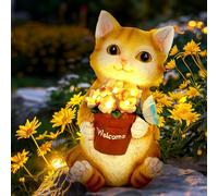 Lampe Solaire Exterieur Statue de Chat, Decoration Statue Jardin Exterieur, Cadeau pour Amoureux des Chats, Lanterne Solaire Exterieur pour Cour, Jardin, Pelouse, Terrasse, Balcon (Chat)