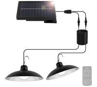Lampe Solaire Extérieur Suspendue,Suspension solaire à double tête vec Télécommande 3 Luminosité Mode IP44 étanche avec câble de 3M