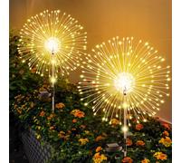 Lampe Solaire Exterieur,Version Améliorée Lumiere Solaire Exterieur 2 Pièces 122 LEDs Hauteur au Choix 82/102 cm, Effet feu d’artifice dynamique,IP65 Étanche,pour Decoration Jardin Patios Chemins