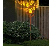 Lampe Solaire Extérieure Batterie Jardin Rouille Verre Ambre 1x LED H 90 CM