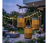 Lampe Solaire Extérieure Boho LED 3er Set ETC-Shop IP44 12 cm 16 cm