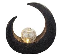 Lampe solaire extérieure Croissant de lune Jardin Lampe solaire sur pied Batterie noire Boule, plastique brun, LED, l x h 9 x 30,5 cm