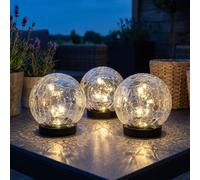 Lampe Solaire Extérieure Expo-Börse Crackle, Boule en Verre LED 3x, IP44