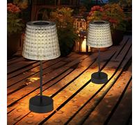 Lampe Solaire Extérieure Globo Lampe de Table LED Cristal Fumée 2x, Noir IP44