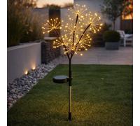 Lampe solaire aspect feu d'artifice Lampe solaire décorative Lampe solaire à piquet Lampe de jardin, acier inoxydable, LED blanc chaud, H 60 cm