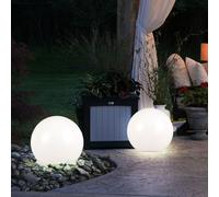 Lampe Solaire Extérieure LED Boule Blanche, 2 Pcs, Planteur Terre, 15 cm