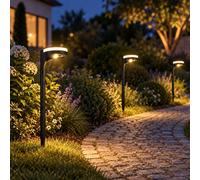 Lampe solaire noire lampe solaire de jardin enfichable, éclairage haut vers le bas, 13x LED blanc chaud, DxH 11x45 cm, lot de 3