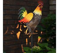 Lampe solaire Coq Lampe enfichable Décoration de jardin Figure animale solaire Piquet de terre Lampe solaire, métal, LED blanc chaud, LxlxH 28,5x13x100 cm