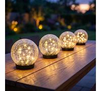 Lampe solaire extérieure Lampe solaire balcon Deko Crackle verre clair LED D 12 cm 4er Set