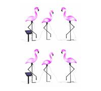 Lampe solaire Flamingo LED Décoration de jardin Figure Lampe solaire Balcon Piquet de terre, plastique rose noir, 3x LED, LxlxH 20x6x52 cm, lot de 6