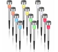 Lampe solaire - FOLAYA - 12 Pcs - LED - Acier inoxydable - 6 couleurs pour jardin