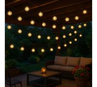 Lampe solaire guirlande lumineuse noire lumière extérieure LED lampe décorative lampe de terrasse, boules batterie résistante aux intempéries 6-8m, 40x boules LED 2700K blanc chaud, DxL 1,8x280 cm