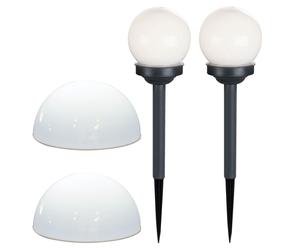Lampe solaire hémisphère boule lumineuse solaire extérieur décoration jardin hémisphère, blanc, ampoules LED, D 20 cm, lot de 4